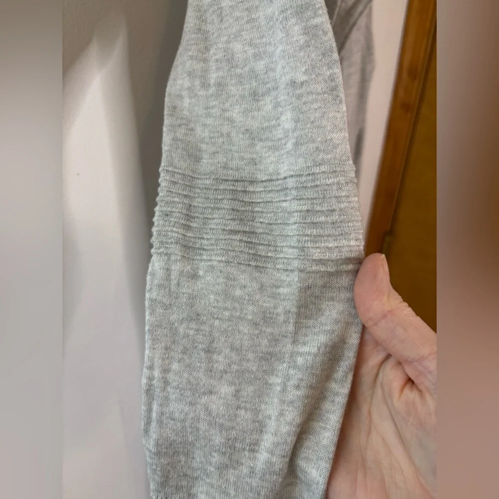 Athleta Light Gray Knit Silk Blend Hooded Longline Cardigan